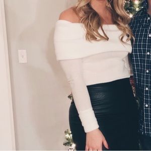 Long sleeve off the shoulder sweater